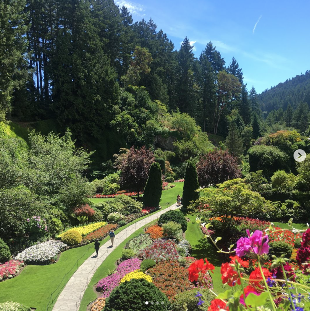 Flowers and trees in Butchart Gardens. Lesser known underrated travel destinations to add to your itinerary solo female travel