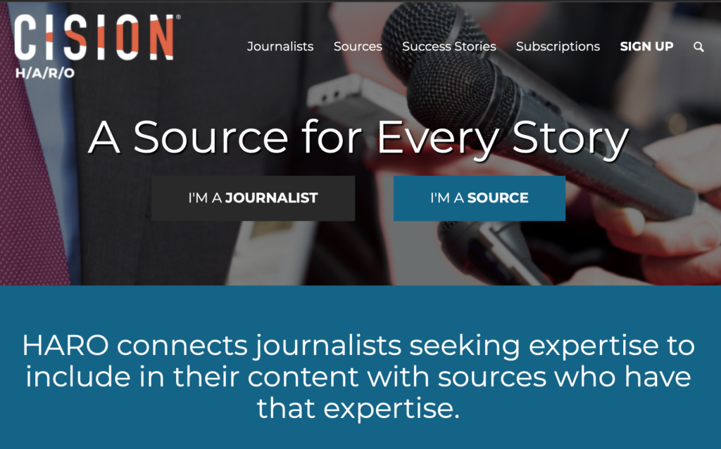 resources freelance writers Screenshot of HARO Help a Reporter homepage